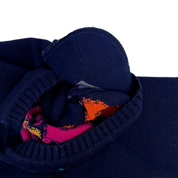 Vintage Elisabeth Navy Sweater with 2 Large Flowers - Plus 1X - 80s - Floral - Picture 8 of 8